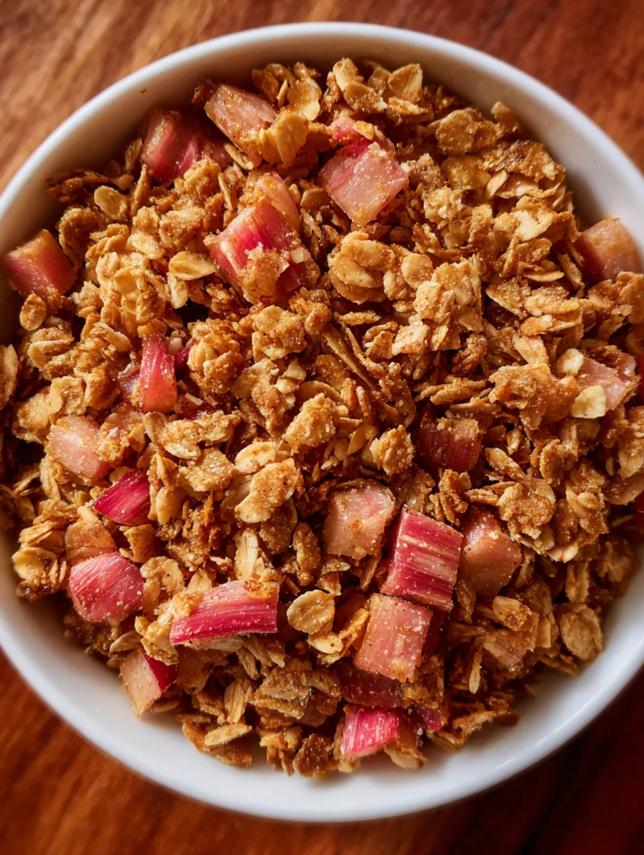 A bowl of granola with pink and red toppings.