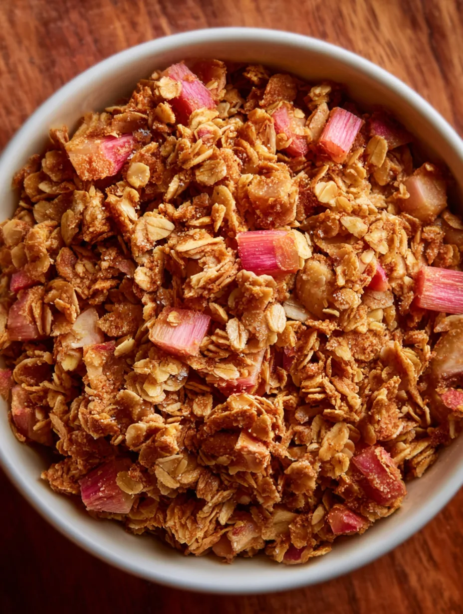 A bowl of granola with red and pink toppings.