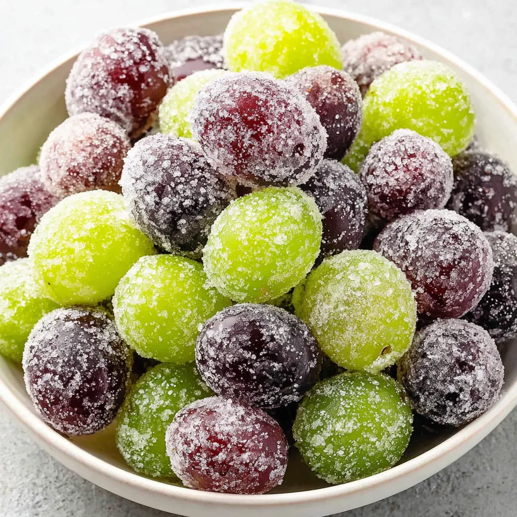 A bowl of sugar coated grapes.