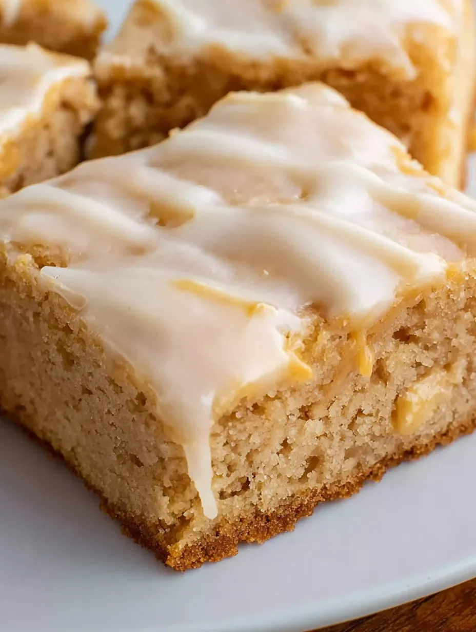 A slice of caramel apple sheet cake.
