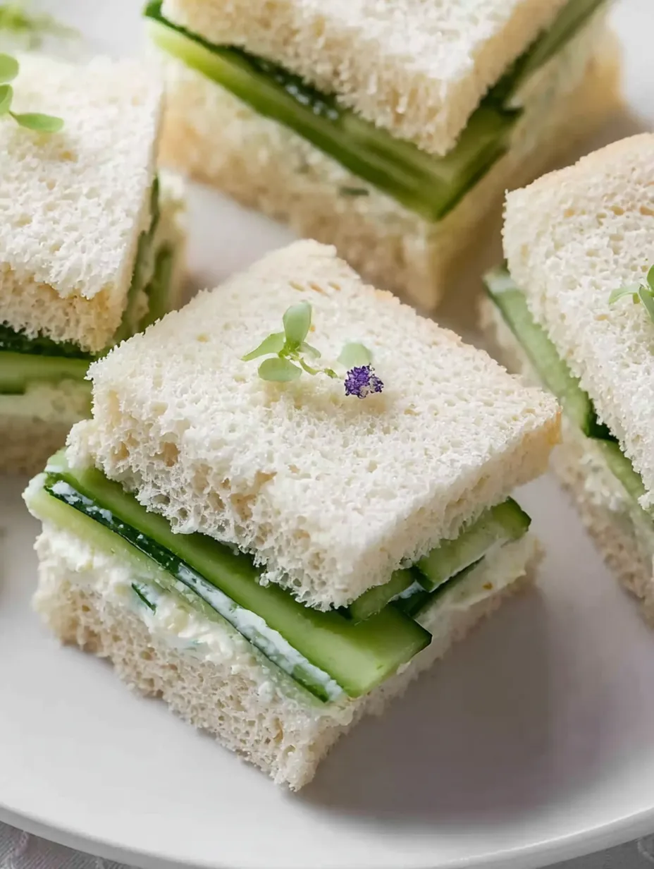 A plate of cucumber sandwiches.