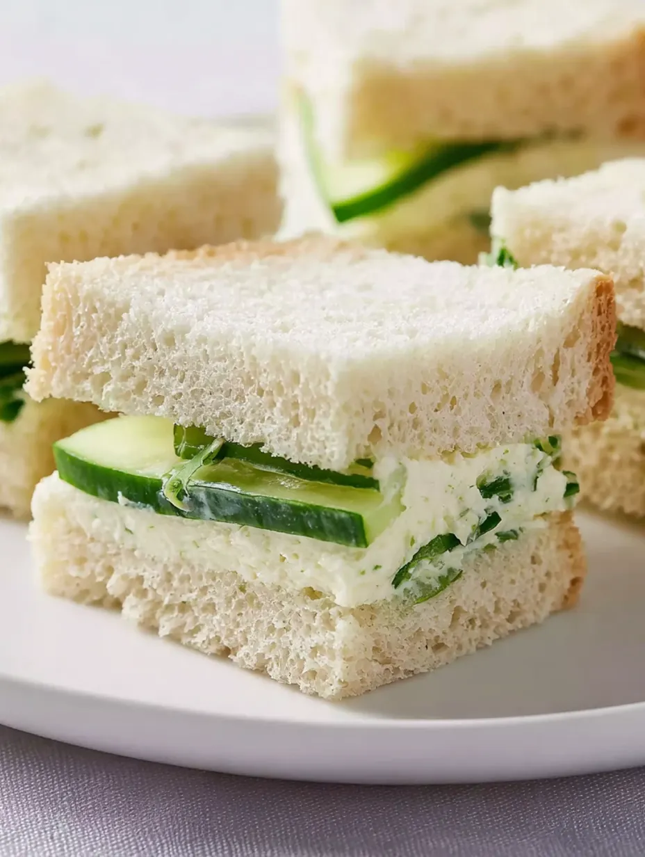 A plate of cucumber sandwiches.