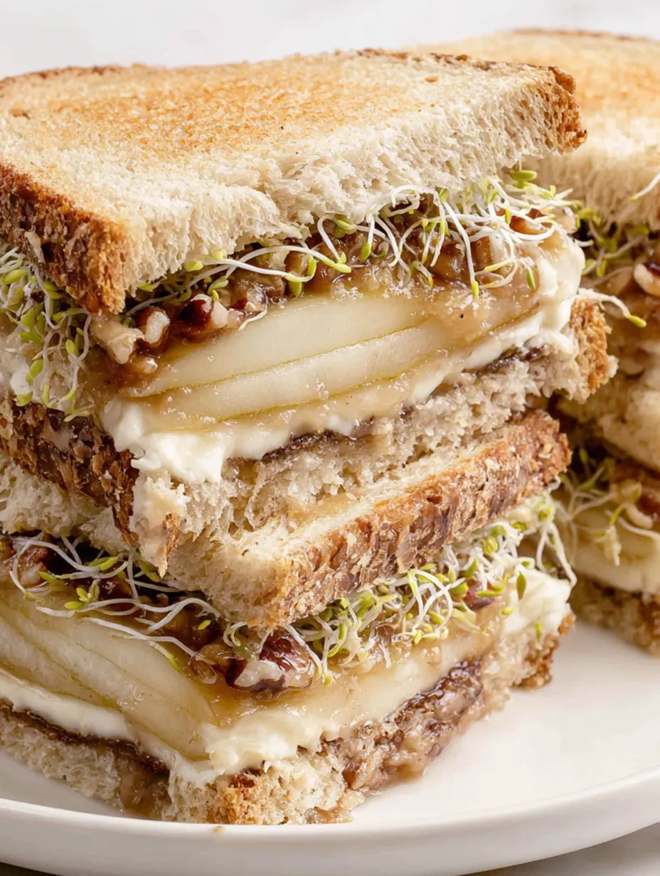 A stack of pear tea sandwiches.