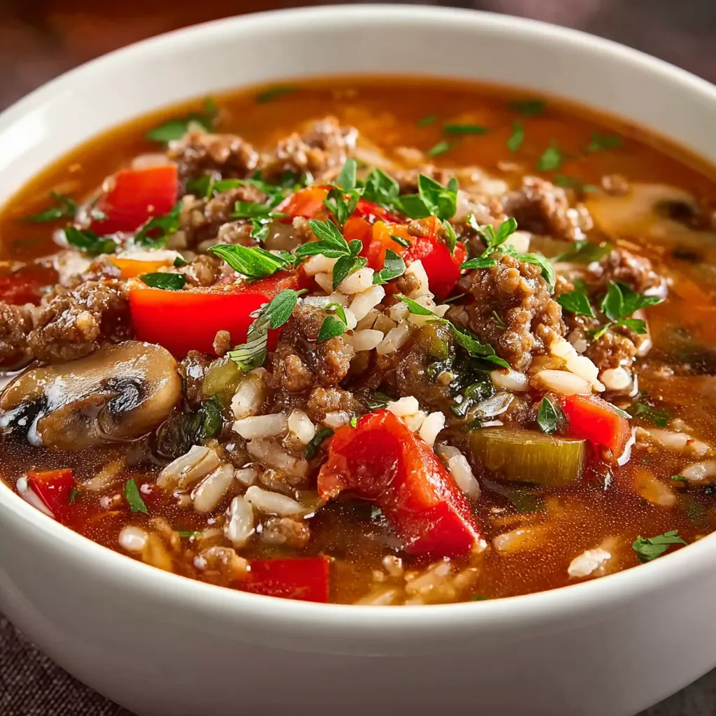 A bowl of stuffed pepper soup.