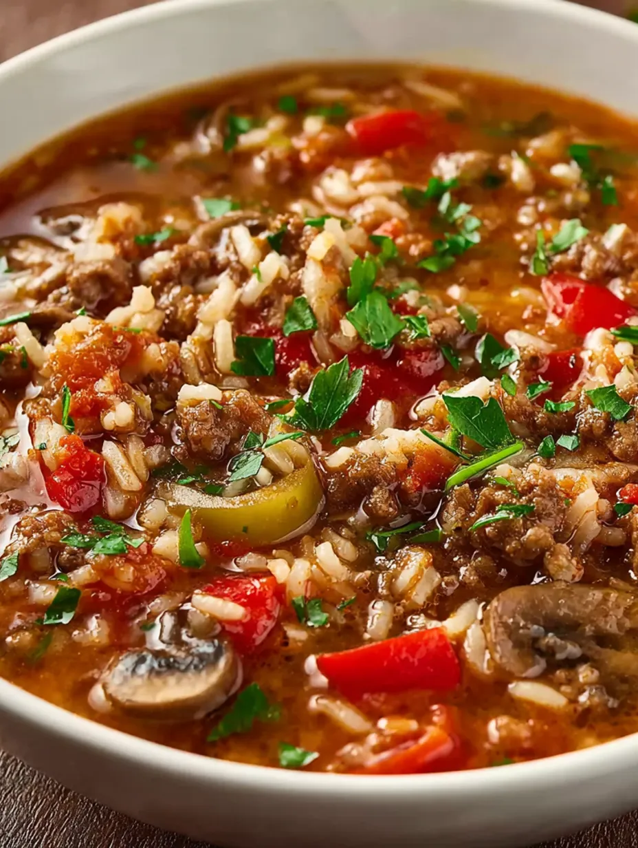 A bowl of stuffed pepper soup.