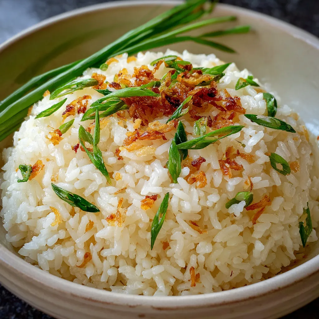 A bowl of garlic fried rice.