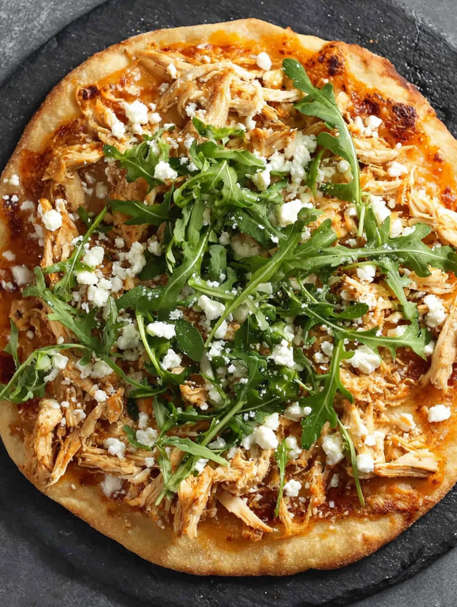 A flatbread with chicken, pesto, and sun-dried tomatoes.