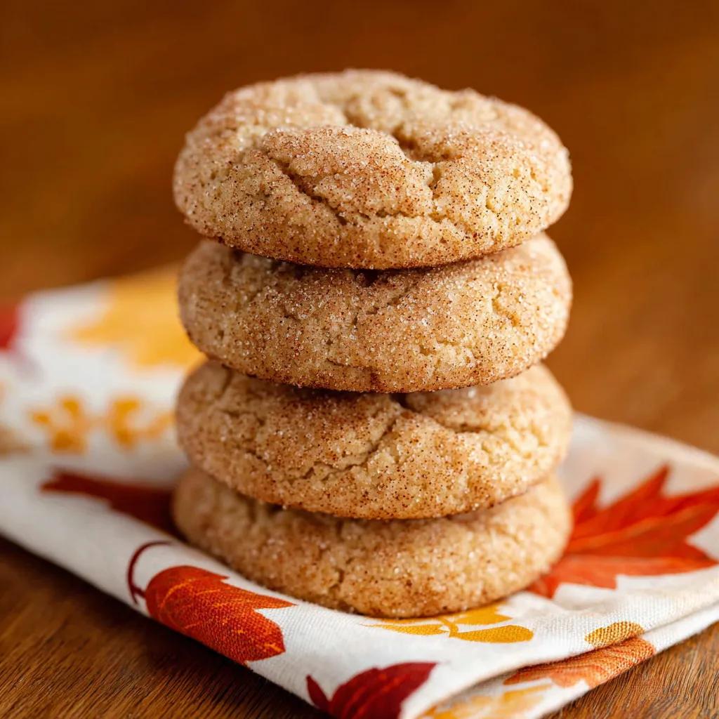 Pumpkin spice cookies stacked on a napkin.