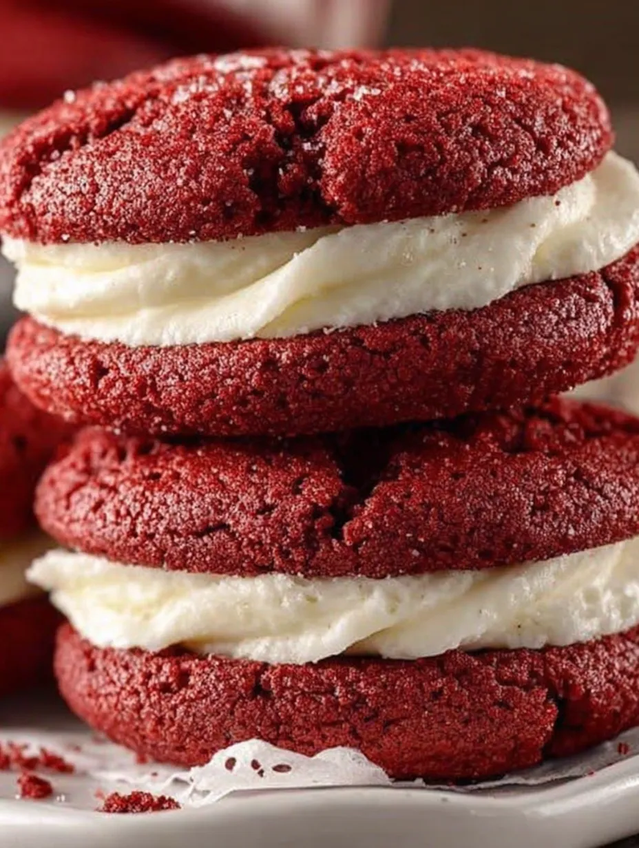A stack of red velvet cookies.
