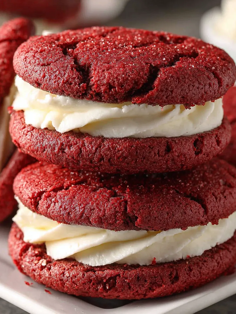 A stack of red velvet cookies.
