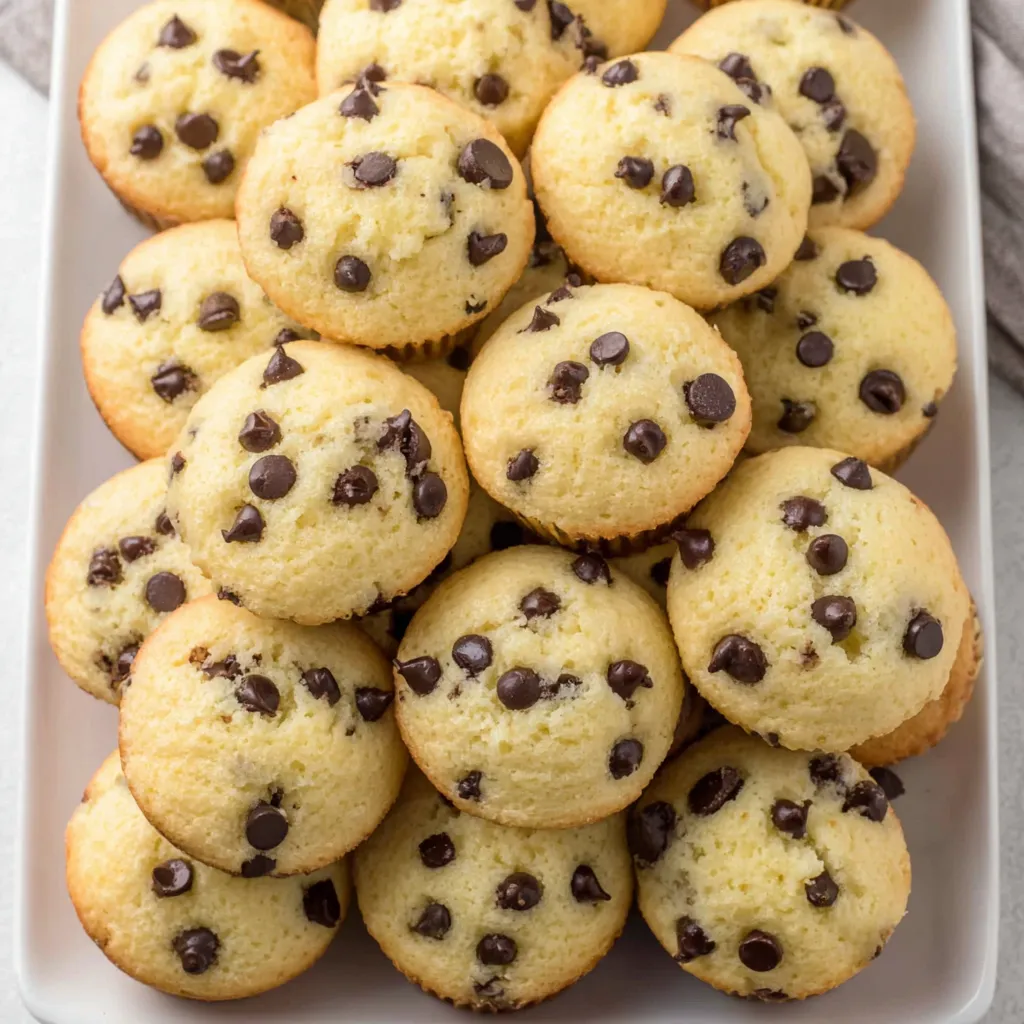 A plate of mini chocolate chip muffins.