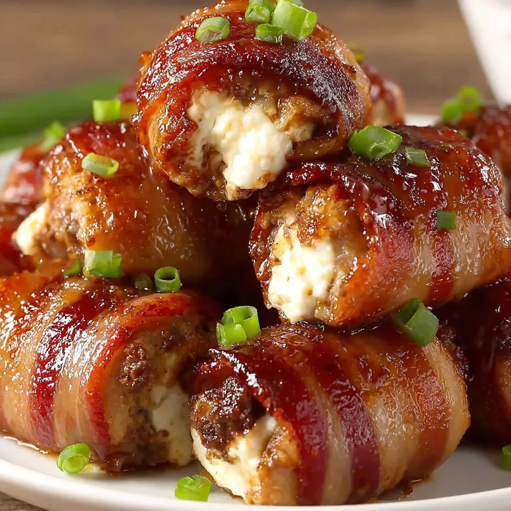 A plate of smoked bacon wrapped around a stick.