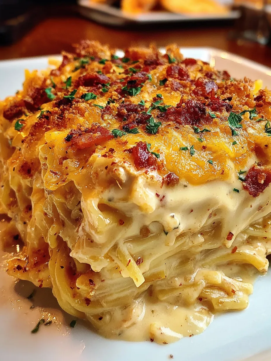 A plate of food with the name "Spicy Southern Cheesy Chicken Spaghetti Casserole" on it.