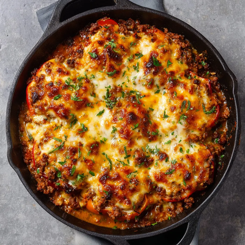 A pan of deconstructed stuffed peppers.