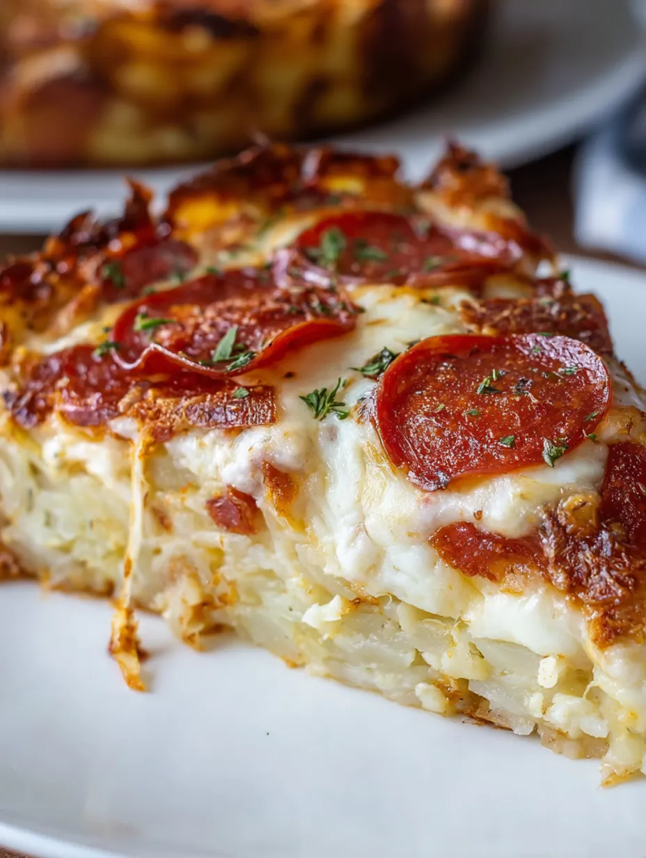 A slice of pizza style cottage cheese bake.