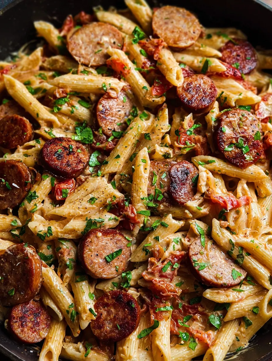 A dish of Cajun Sausage Pasta.
