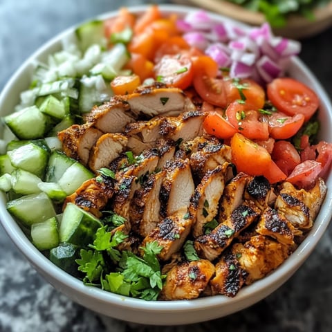 Une assiette de shawarma chicken avec des légumes verts et des tomates.