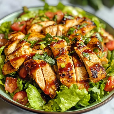 A bowl of BBQ chicken salad.