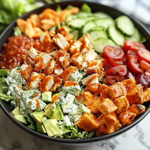 A bowl of chicken salad with various toppings.