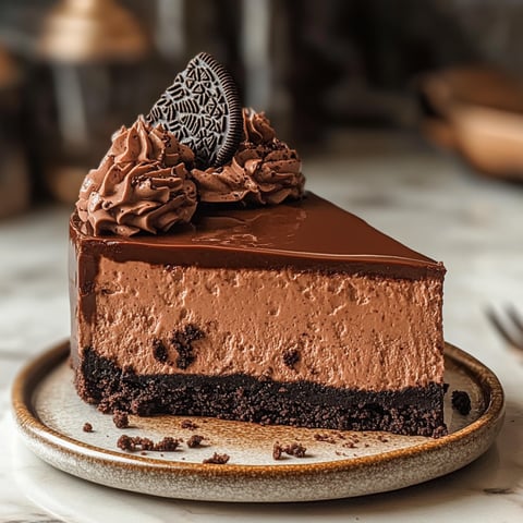 Gorgeous triple chocolate pie with Oreo cookies.