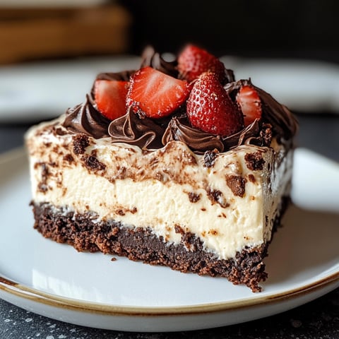A gorgeous chocolate tart with strawberries on a serving tray.
