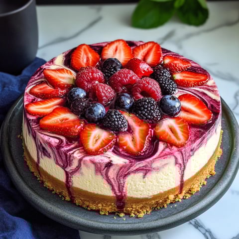 Une tarte aux fraises garnie de baies fraîches sur le dessus.