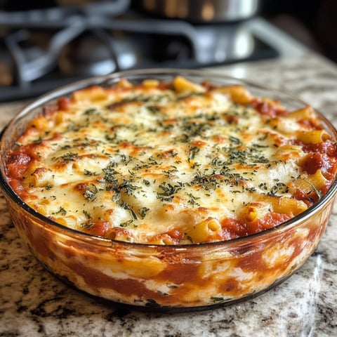 Plat de pâtes cuites au four avec ricotta et mozzarella, sans viande.